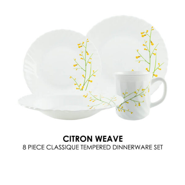 LaOpala 8 Piece Classique Decorated Dinnerware Set - Citron Weave - Image 2