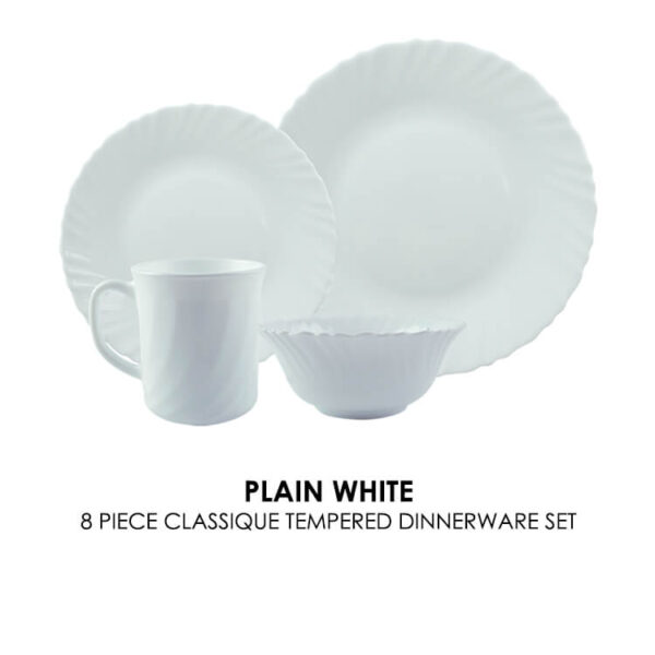 LaOpala 8 Piece Classique Decorated Dinnerware Set - Plain White - Image 2