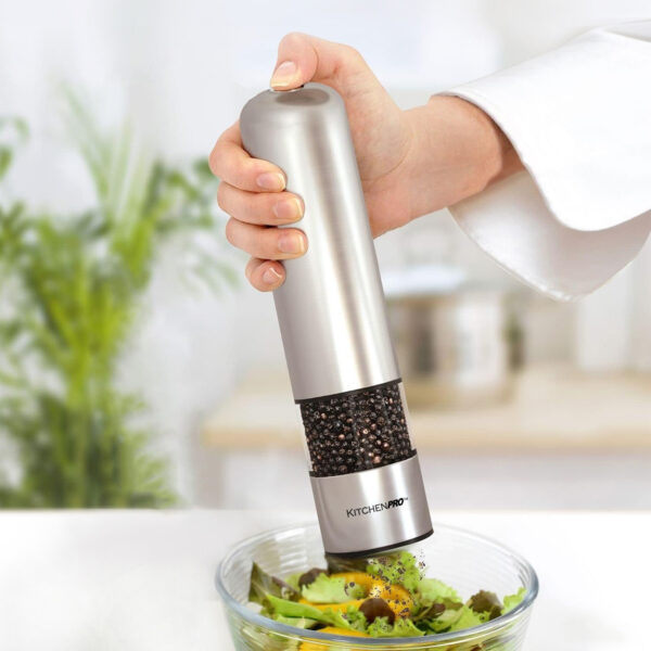 Stainless Steel Electric Rock Salt or Peppercorn Grinder (60 grams) - Image 2